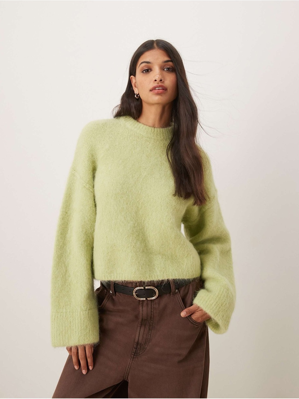 ASOS alpaca chunky oversized fluffy sweater green size medium *v